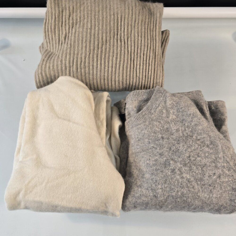 Cashmere Wool Sweaters Lot of 3 Crafters Cutters Repurpose Upcycle Recycle Flaws